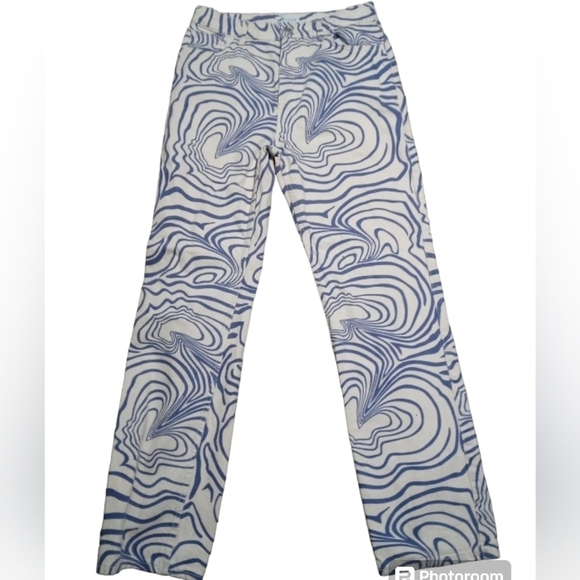Zara Abstract Marble Print High Rise Straight Leg Pants Women’s Size 8 - Picture 3 of 10
